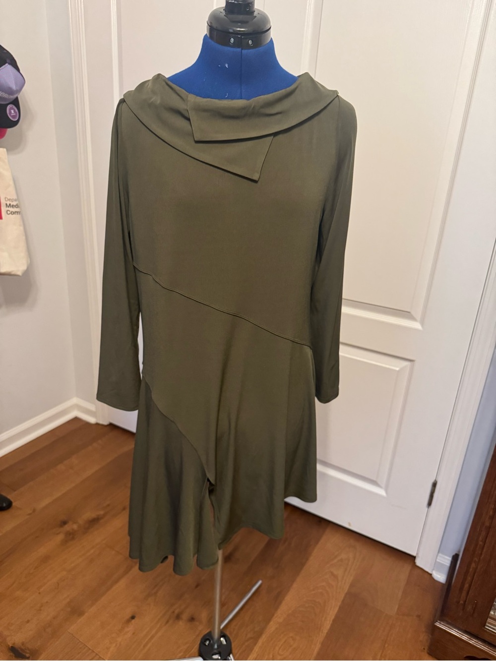 Asymmetrical Olive Green Women's Dress